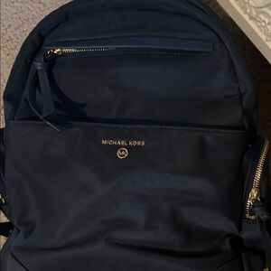 Michael Kors Midnight Blue Backpack with Gold Accents